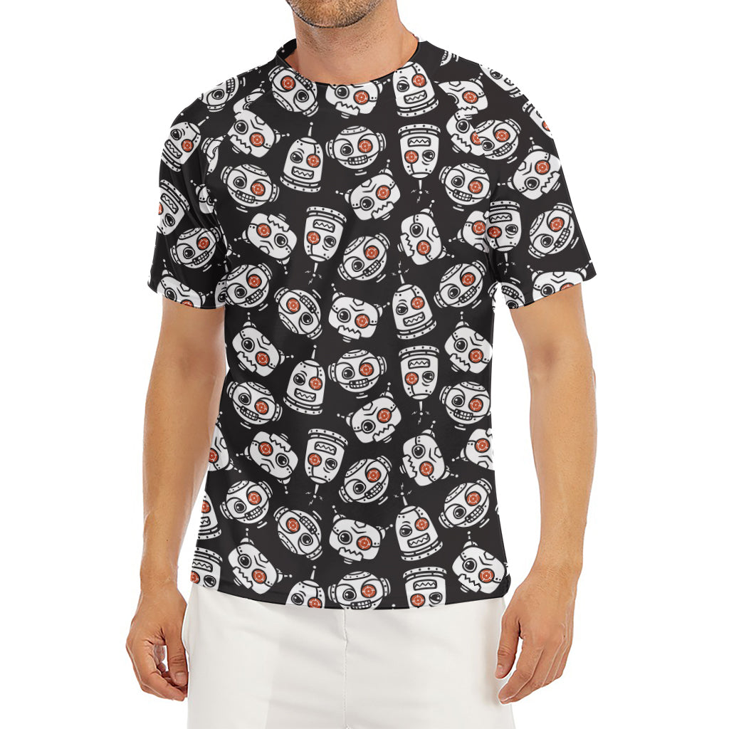 Angry Robot Pattern Print Men's Short Sleeve Rash Guard