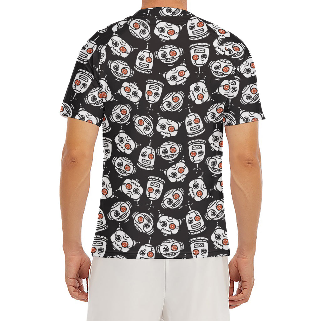 Angry Robot Pattern Print Men's Short Sleeve Rash Guard