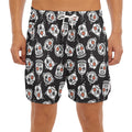 Angry Robot Pattern Print Men's Split Running Shorts