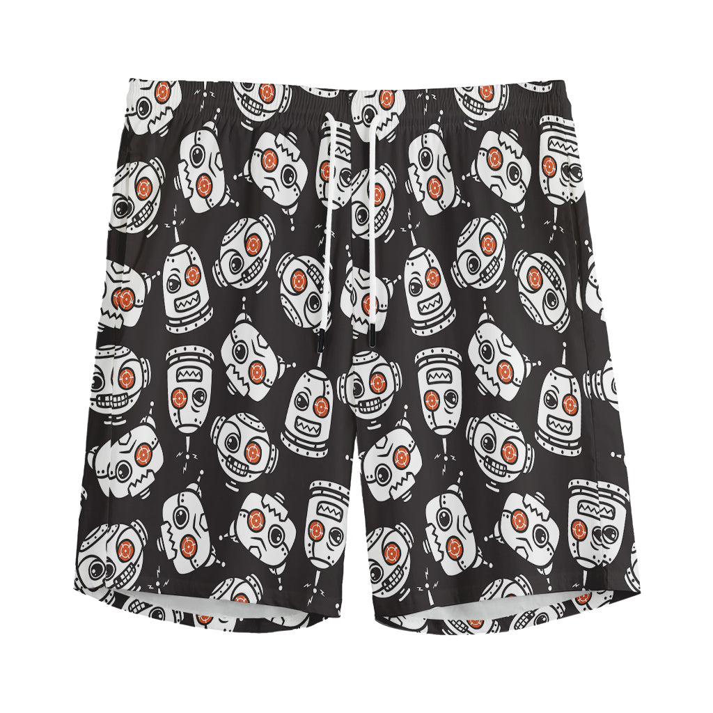 Angry Robot Pattern Print Men's Sports Shorts