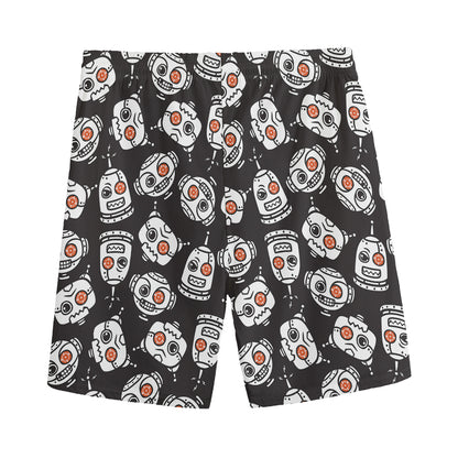 Angry Robot Pattern Print Men's Sports Shorts