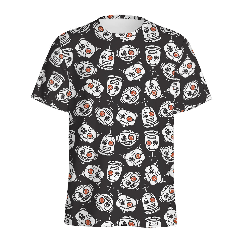 Angry Robot Pattern Print Men's Sports T-Shirt