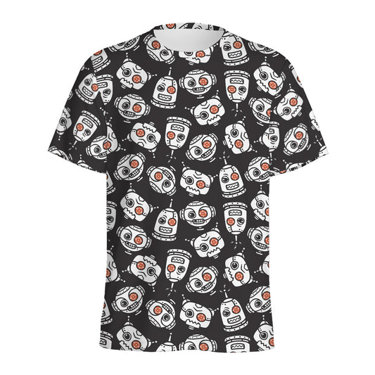 Angry Robot Pattern Print Men's Sports T-Shirt