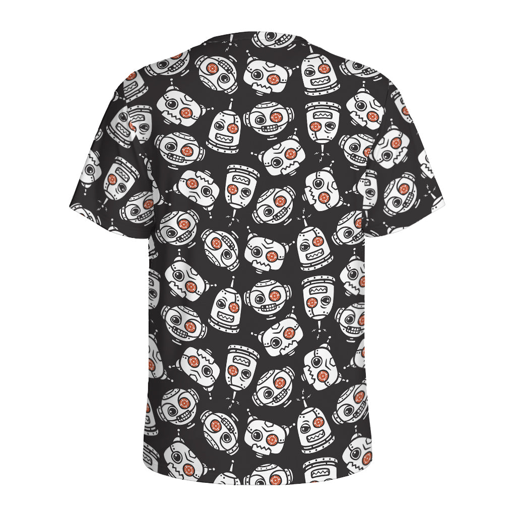 Angry Robot Pattern Print Men's Sports T-Shirt