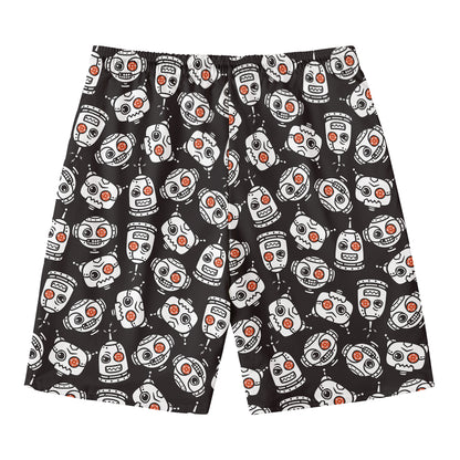 Angry Robot Pattern Print Men's Swim Trunks