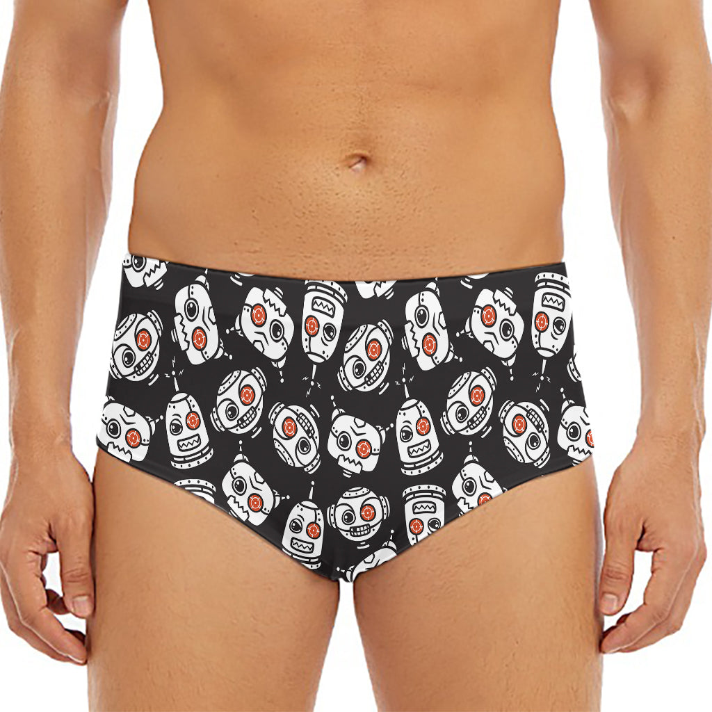 Angry Robot Pattern Print Men's Triangle Swim Briefs