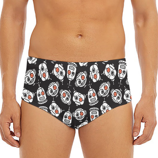 Angry Robot Pattern Print Men's Triangle Swim Briefs