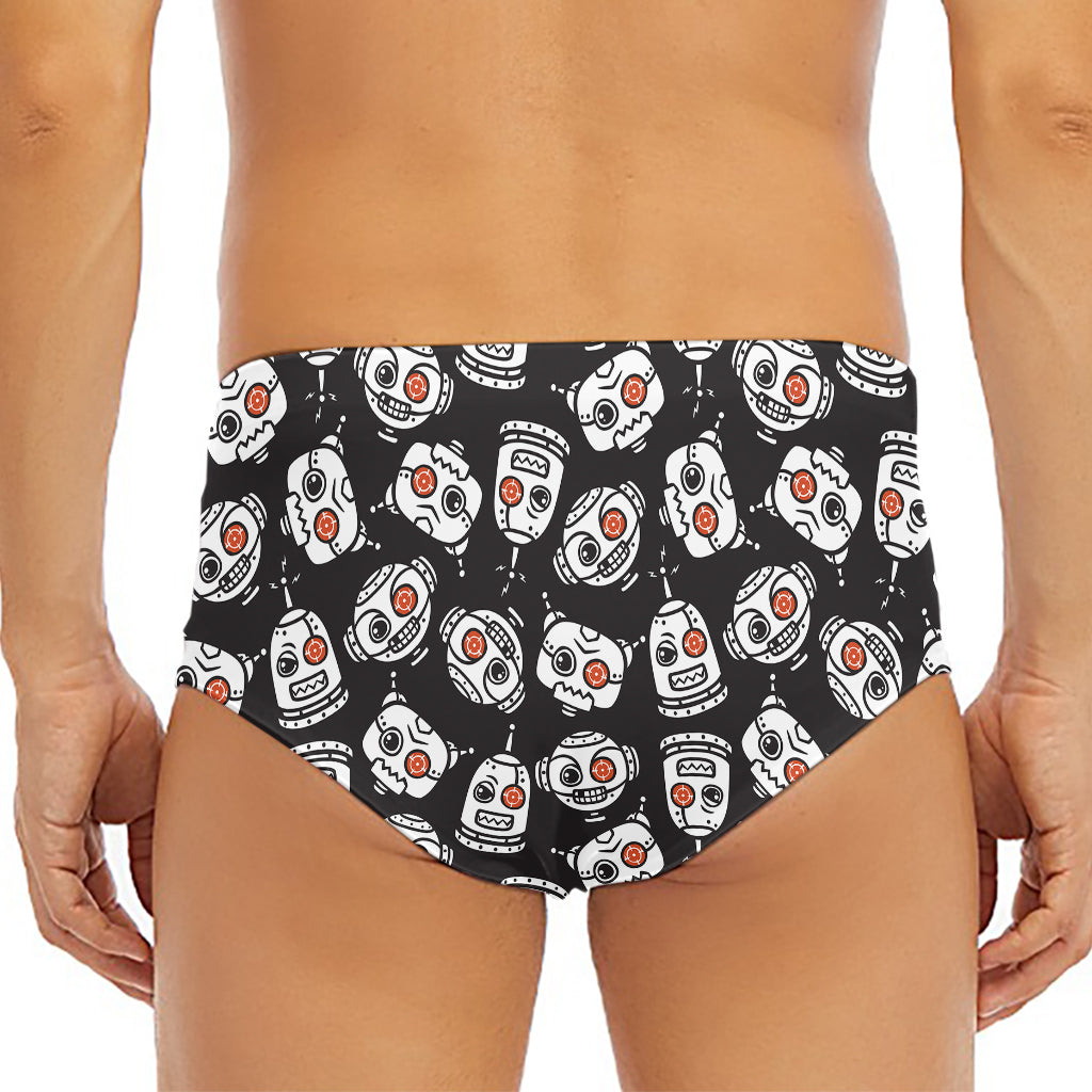 Angry Robot Pattern Print Men's Triangle Swim Briefs
