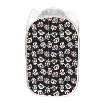 Angry Robot Pattern Print Mesh Laundry Hamper
