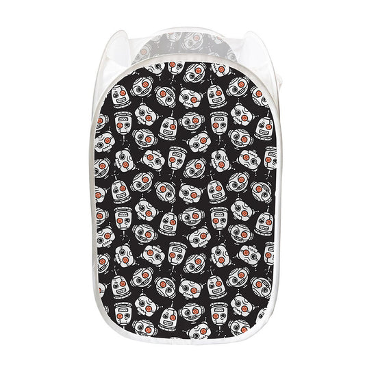 Angry Robot Pattern Print Mesh Laundry Hamper