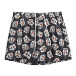 Angry Robot Pattern Print Mesh Shorts