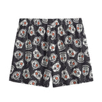 Angry Robot Pattern Print Mesh Shorts