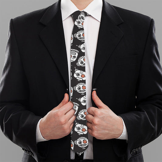 Angry Robot Pattern Print Necktie