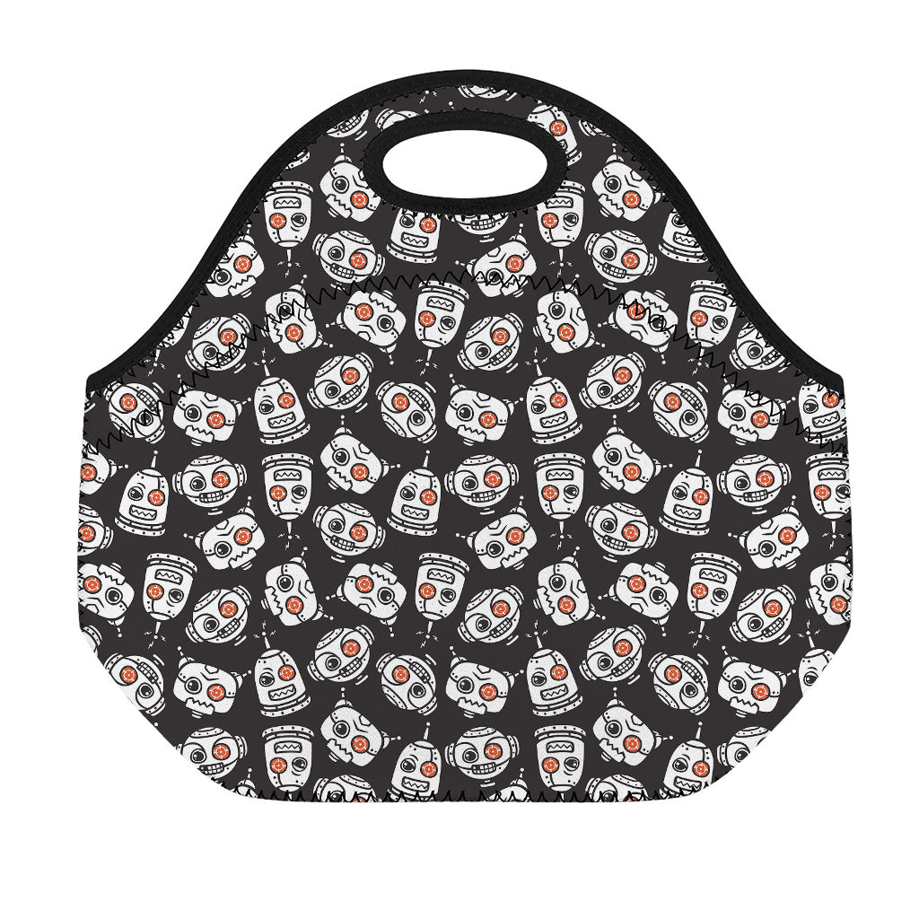 Angry Robot Pattern Print Neoprene Lunch Bag
