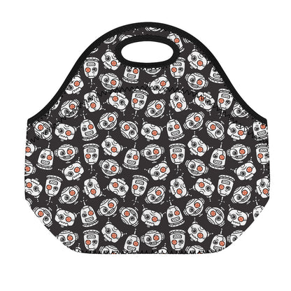 Angry Robot Pattern Print Neoprene Lunch Bag