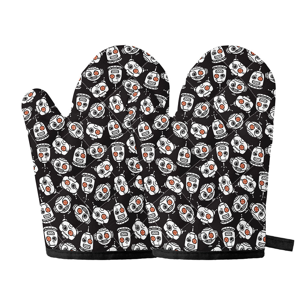 Angry Robot Pattern Print Oven Mitts