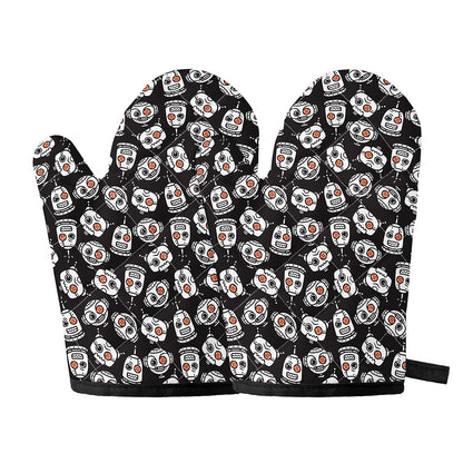 Angry Robot Pattern Print Oven Mitts