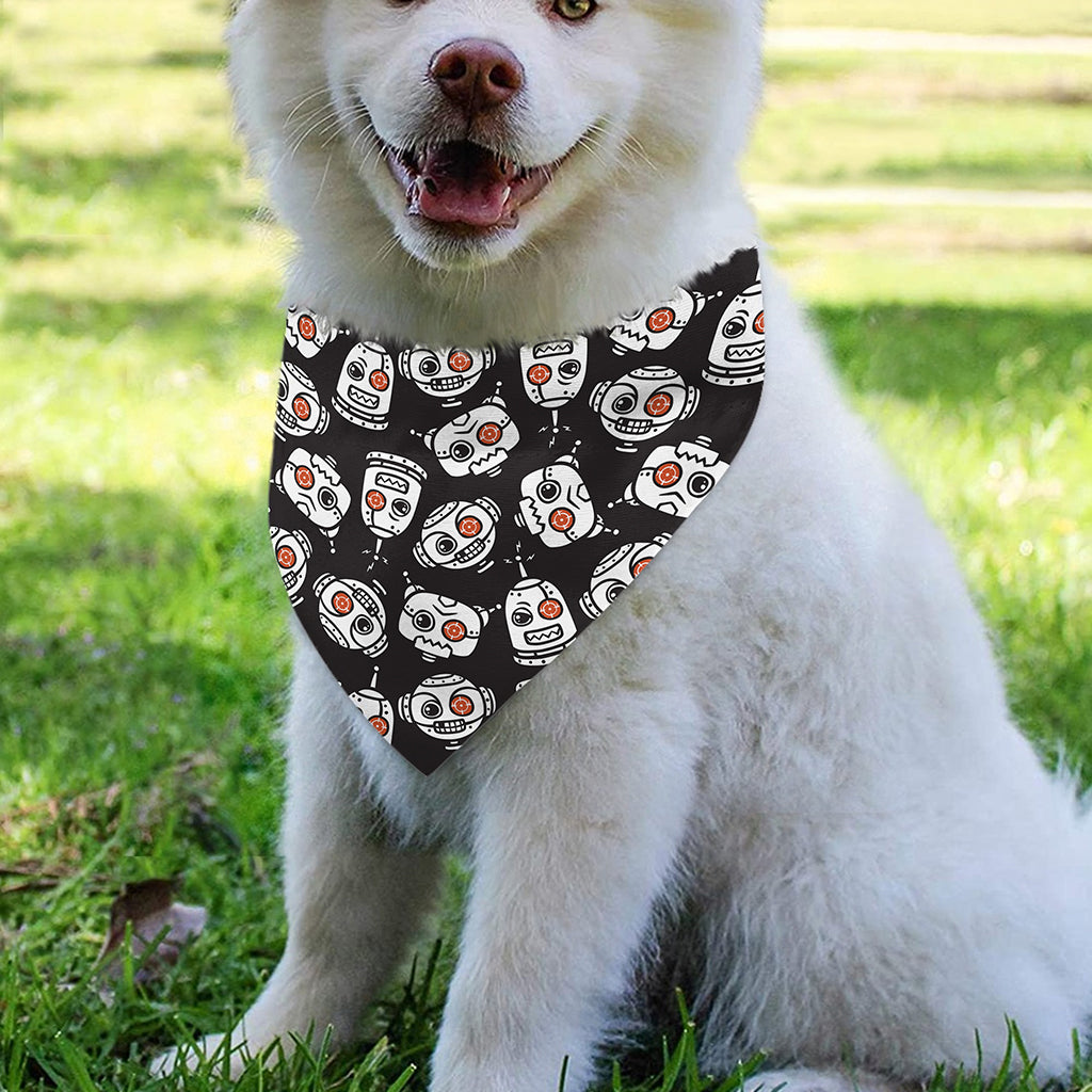 Angry Robot Pattern Print Over The Collar Dog Bandana