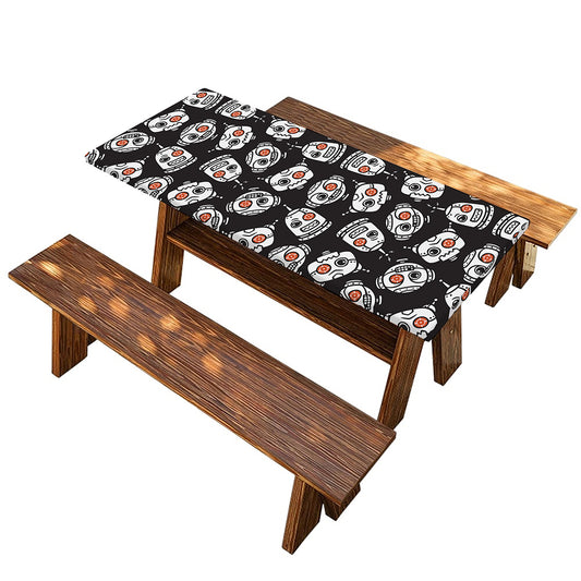 Angry Robot Pattern Print Picnic Table Cover