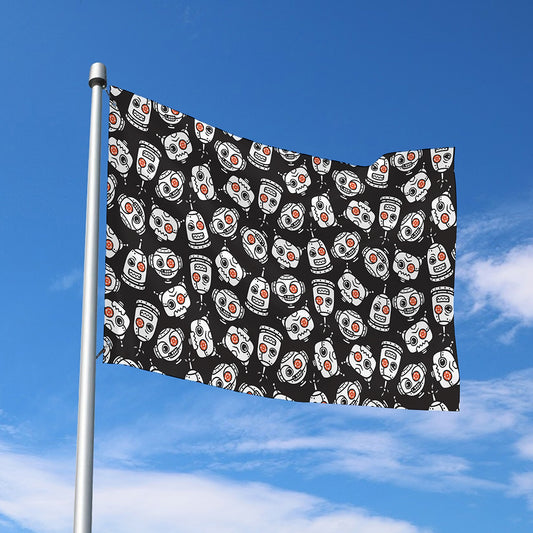 Angry Robot Pattern Print Polyester Flag