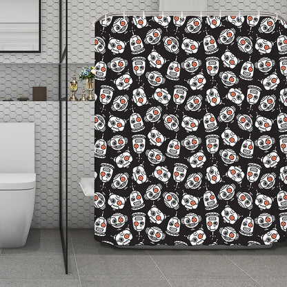Angry Robot Pattern Print Polyester Shower Curtain