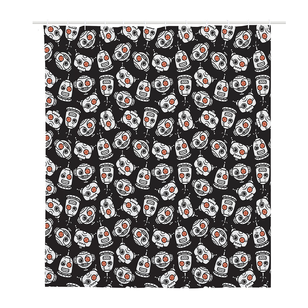 Angry Robot Pattern Print Polyester Shower Curtain