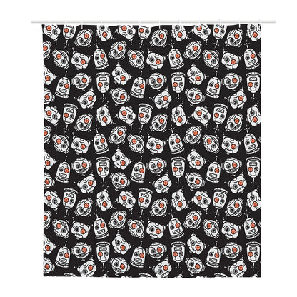 Angry Robot Pattern Print Polyester Shower Curtain