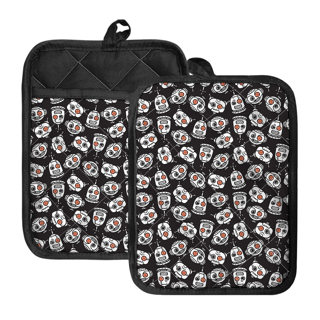 Angry Robot Pattern Print Pot Holders With Pocket
