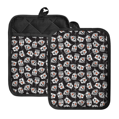 Angry Robot Pattern Print Pot Holders With Pocket
