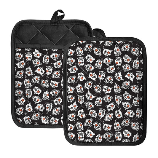 Angry Robot Pattern Print Pot Holders With Pocket