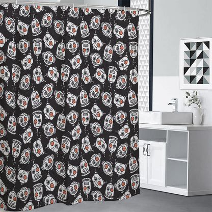 Angry Robot Pattern Print Premium Shower Curtain