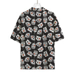 Angry Robot Pattern Print Rayon Hawaiian Shirt