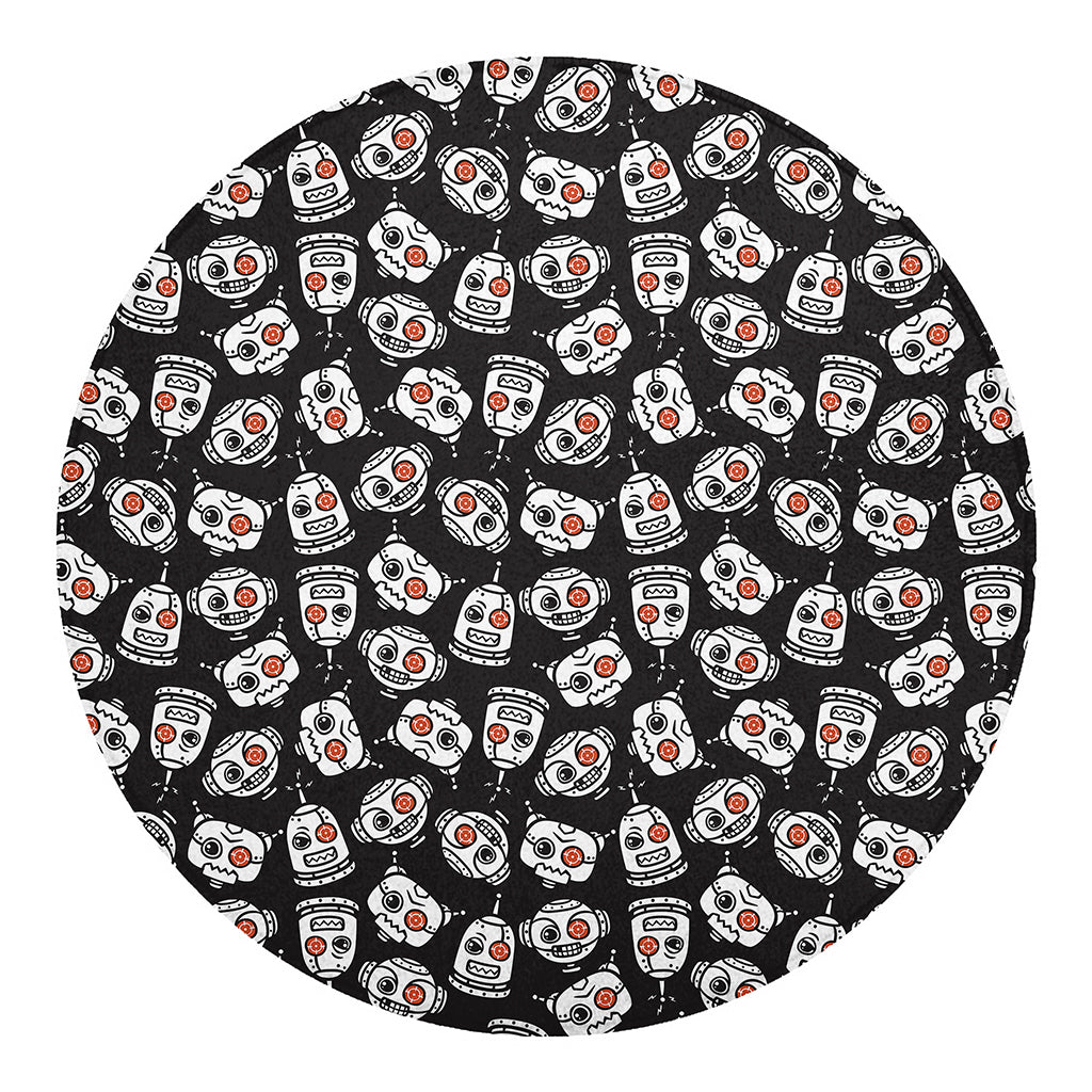 Angry Robot Pattern Print Round Blanket