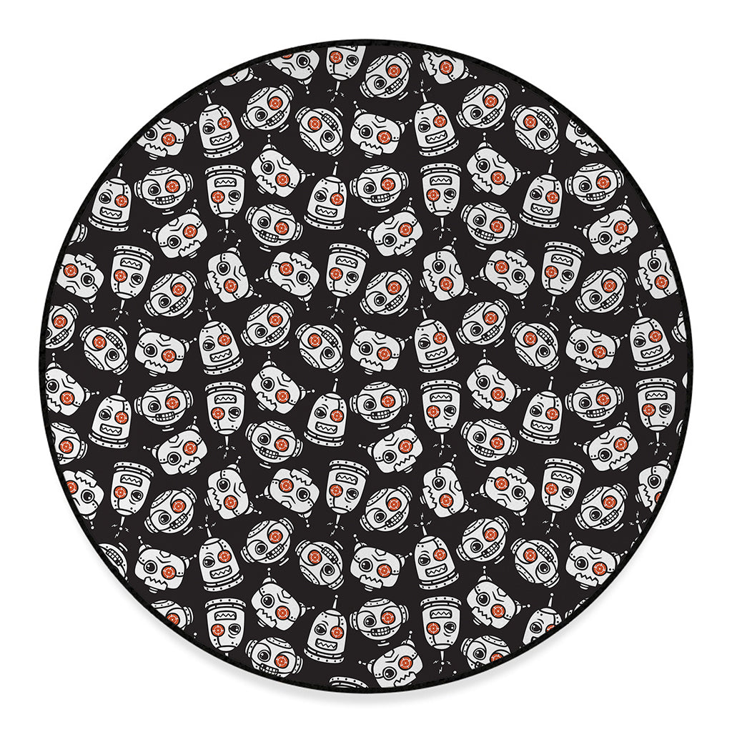 Angry Robot Pattern Print Round Floor Mat
