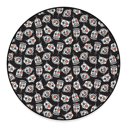 Angry Robot Pattern Print Round Floor Mat