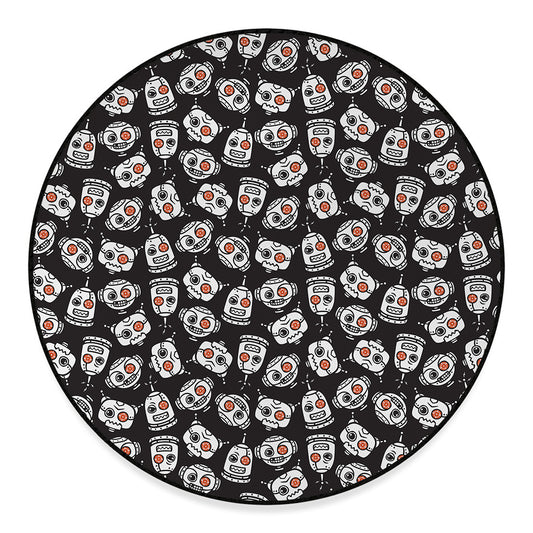Angry Robot Pattern Print Round Floor Mat