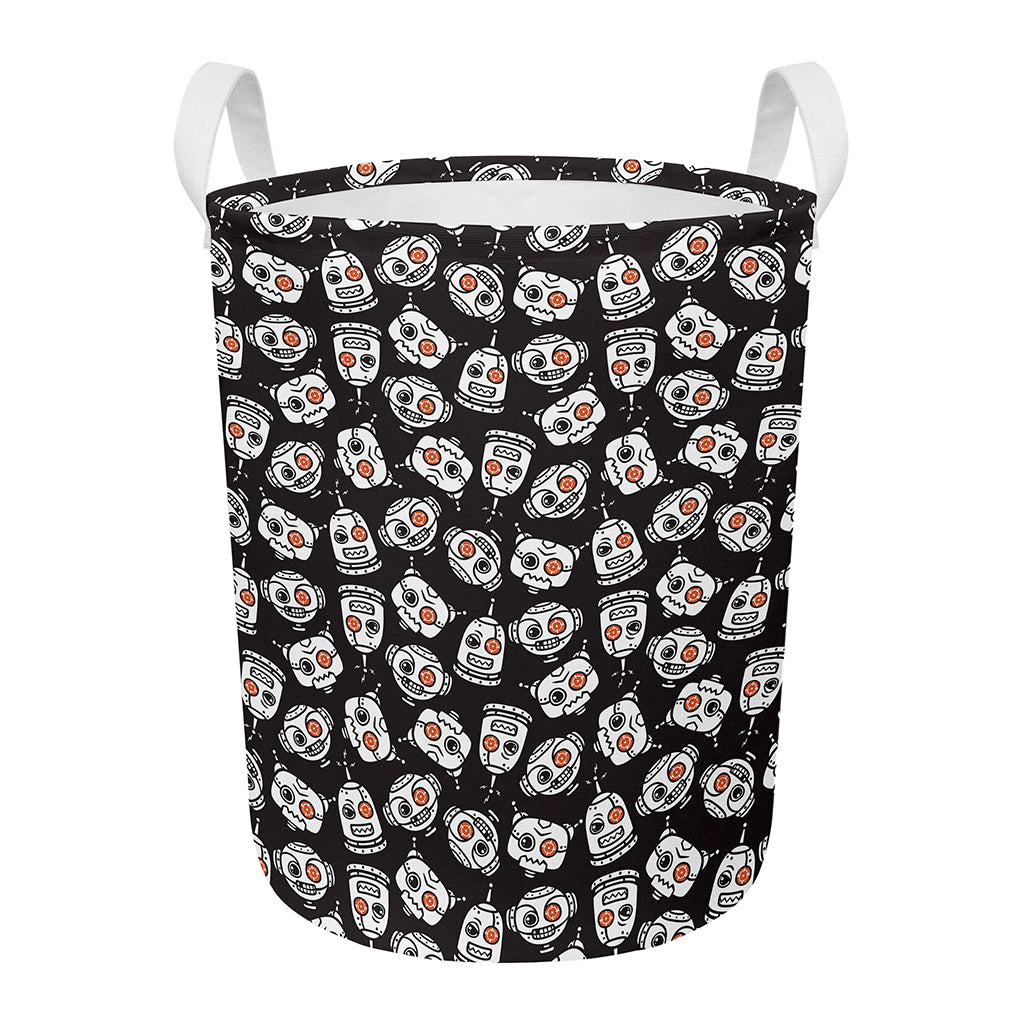Angry Robot Pattern Print Round Laundry Basket