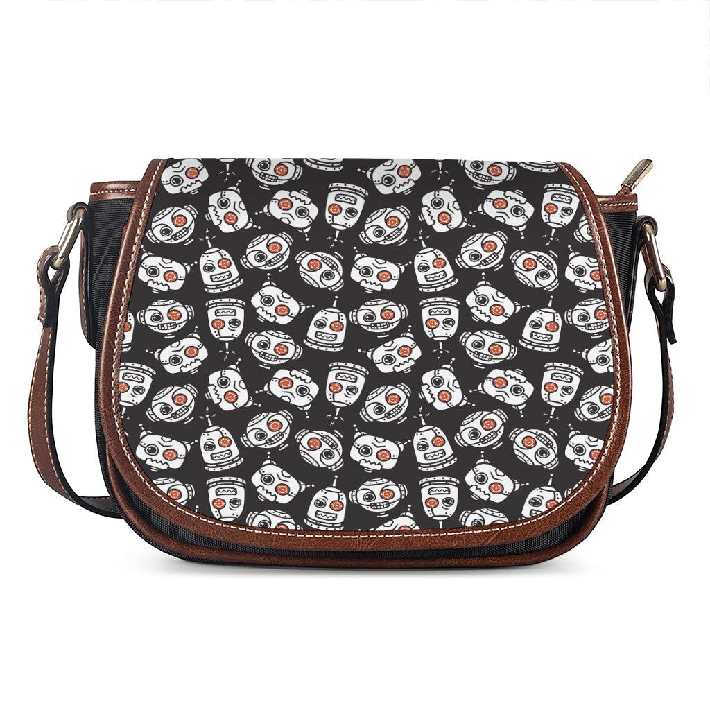 Angry Robot Pattern Print Saddle Bag