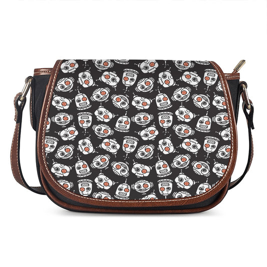 Angry Robot Pattern Print Saddle Bag