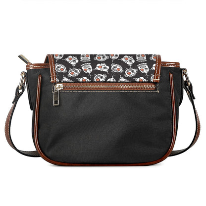 Angry Robot Pattern Print Saddle Bag