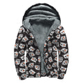 Angry Robot Pattern Print Sherpa Lined Zip Up Hoodie