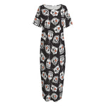 Angry Robot Pattern Print Short Sleeve Long Nightdress