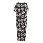 Angry Robot Pattern Print Short Sleeve Long Nightdress