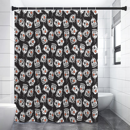 Angry Robot Pattern Print Shower Curtain
