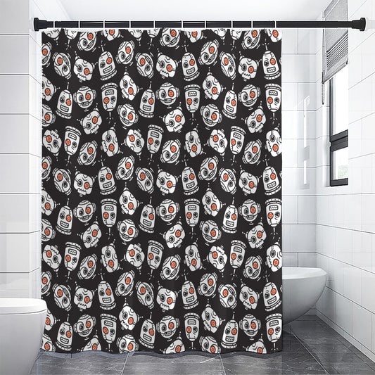 Angry Robot Pattern Print Shower Curtain