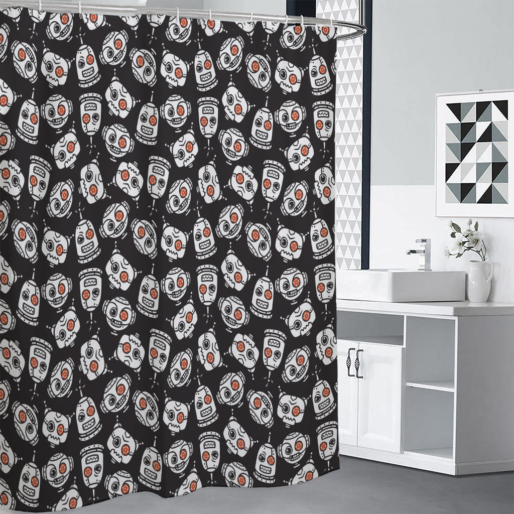 Angry Robot Pattern Print Shower Curtain