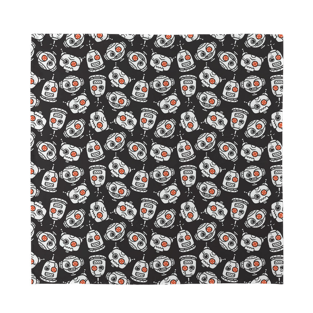 Angry Robot Pattern Print Silk Bandana
