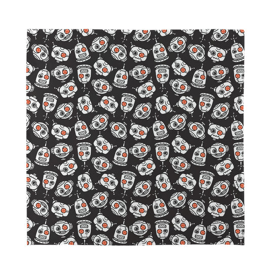 Angry Robot Pattern Print Silk Bandana