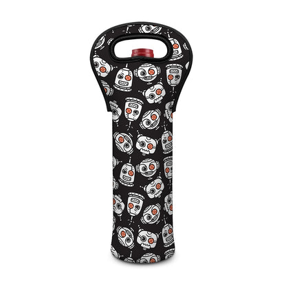 Angry Robot Pattern Print Single Neoprene Wine Tote