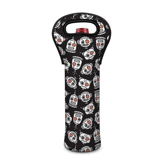 Angry Robot Pattern Print Single Neoprene Wine Tote